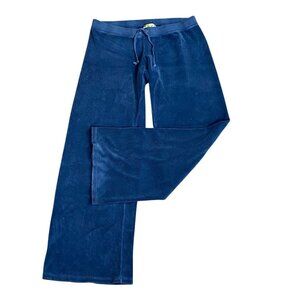 Juicy Couture Y2K Velour Drawstring Pants Sz L Blue #93R